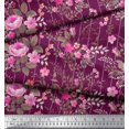 thumbnail image 2 of Soimoi Moss Tissu Georgette Rayé, Feuilles & Roses Imprimés Floraux au Mètre 42 Pouces de Large, 2 of 3