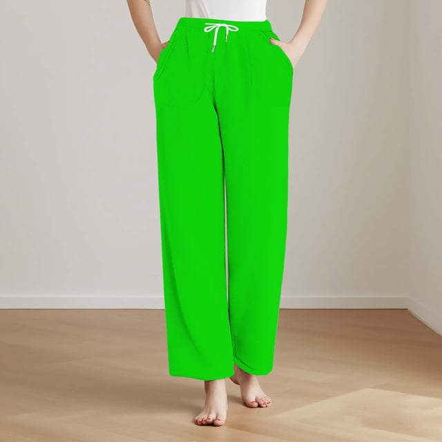 Pisexur Pantalon de Pyjama pour Femmes, Doux et Confortable, Bas de Détente et de Nuit pour Femmes, Vert Armée, TG