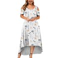 thumbnail image 1 of JULMCOMO Robes Grande Taille pour Femmes 5x Robe d'Été à Épaules Dénudées pour Invitée de Mariage Tendance à Imprimé Floral à Manches Courtes Col Ras du Cou Longue Robe Violet 5TG, 1 of 6