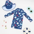 thumbnail image 3 of Sunnyoo Boys' One-Piece Swimsuit Short Sleeve Quick Dry UPF50+ Rash Guard Bathing Suit with Hat, 3 of 6
