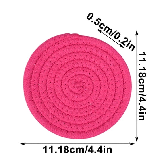 Bwiyojiz Cuisine et Salle à Manger Napperons Ronds Tissés en Fil Non Brûlants Isolation Thermique sous-Verres Durables 6 Pcs avec Supports de Rangement, Cadeaux pour Ami