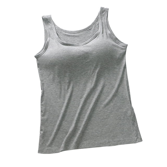 AherBiu Débardeurs Rembourrés pour Femmes Basiques Amples Couleur Unie Été Camisole Confortable Col Rond Sans Manches