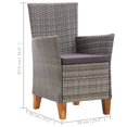 thumbnail image 4 of vidaXL Chaises de Jardin 2 Pcs avec Coussins en Rotin Gris, 4 of 5