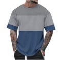 thumbnail image 2 of EQWLJWE Économies du Printemps! Chemise à Blocs de Couleur Homme, Chemise à Blocs de Couleur Bleue Homme, T-Shirt pour Homme à Blocs de Couleur à Manches Courtes Col Rond T-Shirt d'Extérieur, 2 of 5