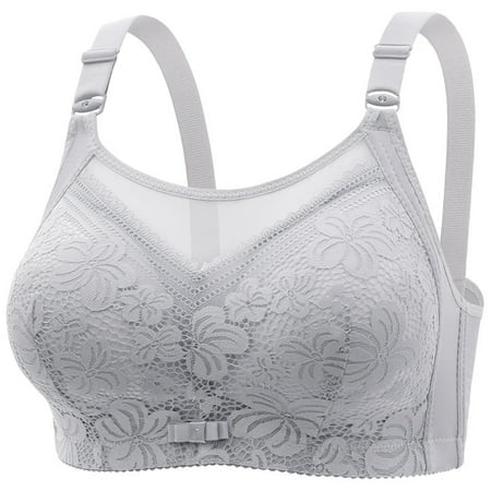 FhsagQ Bra Bras for Women Plus Size with Robe Women's Large Size without Steel Rings Comfortable and Breathable Gathered Lace Lingerie Large Chest Small Women's Bra Light Gray 46
