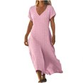 thumbnail image 3 of Roncen Robes à Oeillets de Printemps pour Femmes 2026 Été Décontractées à Manches Courtes Robe Maxi Ample à Col en V Ajourée Robes Fluides, 3 of 7