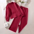thumbnail image 4 of vdgthytj Toddler Boy Girl Fall Spring Clothes Kids Long Sleeve Button down Shirt and Wide Leg Pants 2PCS Lounge Outfit, 4 of 9