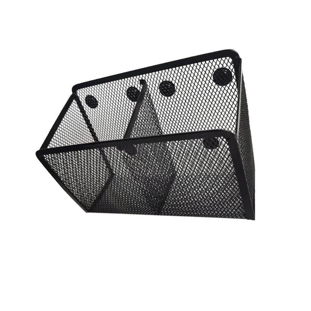 facefd Porte-Crayon Magnétique Panier en Maille Noir pour Casier Réfrigérateur Table 2 Compartiments