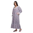 thumbnail image 2 of Moomaya Robe de Nuit Maxi pour Femmes en Coton à Col en V Imprimé avec Bordure Volantée, 2 of 5