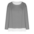 thumbnail image 4 of Timegard Hauts pour Femmes à Épaules Tombantes, Col Ras du Cou, Chandail Ample, Hauts d'Automne Décontractés à Manches Longues, Blouse Confortable, 4 of 5