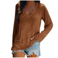 thumbnail image 1 of KIHOUT Hauts pour Femmes Printemps Hiver Mode Décontractée Manches Longues Col en V Couleur Unie Hauts Blouse pour Dames, 1 of 4