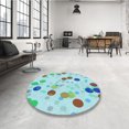 thumbnail image 4 of Ahgly Company Tapis de Zone Rond d'Intérieur Lavable à la Machine, Transitionnel, Bleu Hosta Bleu, 7 Pieds Rond, 4 of 7