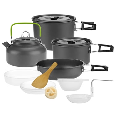 Amdohai Camping Pan Pot Cookware Kit with Carry Bag for Picnic Backpacking Hiking