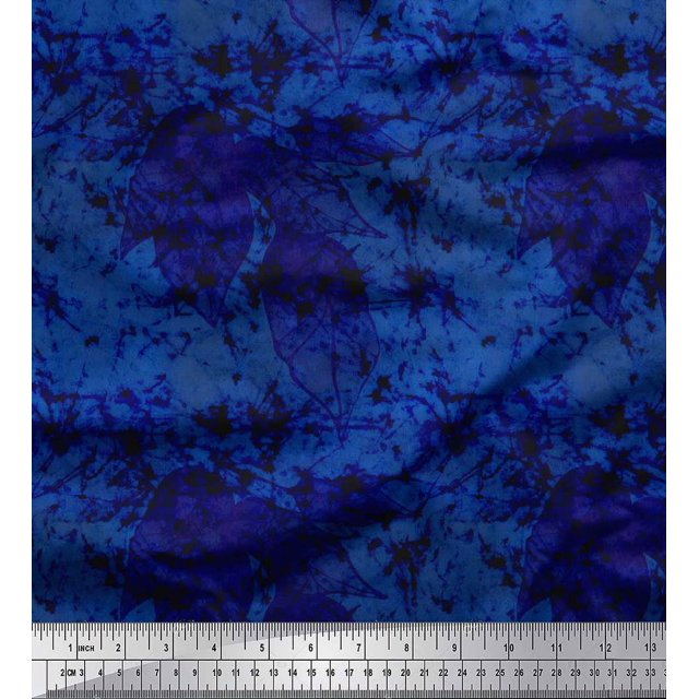 Soimoi Tissu Poly Georgette Imprimé Feuilles & Texture Tissu au Mètre 52 Pouces de Large