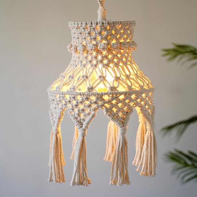 Elodie Abat-Jour en Macramé Fait Main Abat-Jour Boho Moderne pour Salon