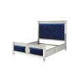 thumbnail image 1 of ACME Varian Eastern King Bed in Blue Velvet & Mirrored, 1 of 3