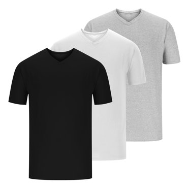 cfhntfmh 3 Pack Mens T-Shirts Big and Talls Slim Short Sleeve Undershirts V Neck Basic Solid Color Stretchy Shirt