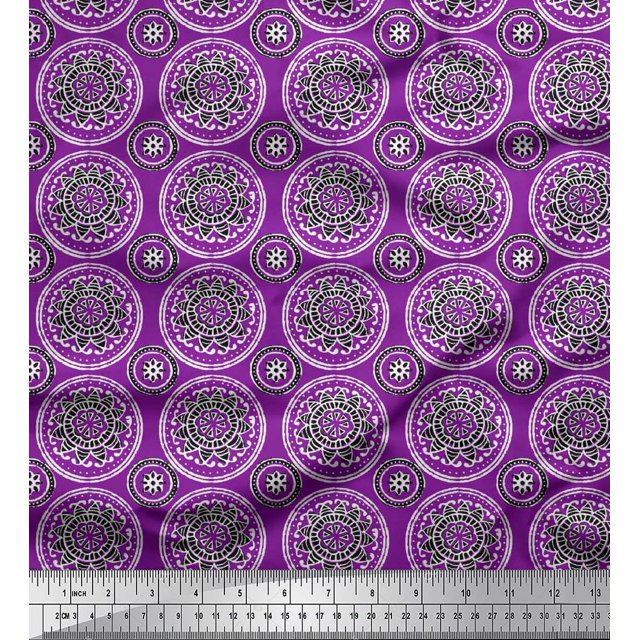 Soimoi Cotton Poplin Fabric Floral Block Print Fabric by Yard 56 Inch Wide