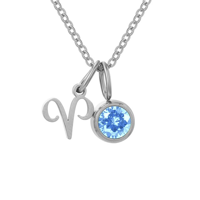 Collier Rune Tridimensionnel des Douze Constellations, Luxe Léger, Couleur, Collier Pierre de Naissance en Strass, Collier en Acier Inoxydable