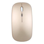 2.4G Wireless Ultra-thin Mouse with 3-speed Adjustable DPI and 7-color Breathing Light, Rechargeable Laptop Mouse (Gold)