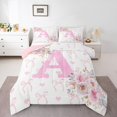 thumbnail image 2 of Erosebridal Ensembles de Couette Lettre Initiale A Format Grand, Couettes et Duvets Romantiques à Roses, Déco Féerique Girly, Réversible 3 Pcs, 2 of 8