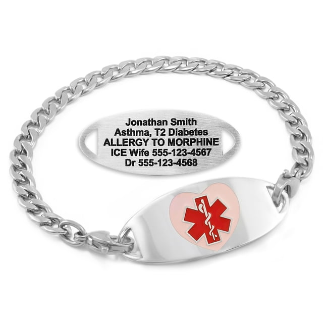 MedicEngraved Stainless Steel Custom Medical Alert Bracelet - 5mm Curb Link