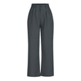 thumbnail image 4 of Timegard Womens Formal Pants Elastic High Waist Straight Leg Solid Color Office Work Lounge Pants Pockets, 4 of 7