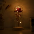 thumbnail image 2 of Noref Preserved Rose Flower LED Light with Glass Cover & Wooden Base Valentines'Day Wedding Gift, 2 of 7