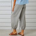 thumbnail image 4 of Women‘s Cotton Linen Pants Drawstring Elastic Waist Capri Pants Lounge Pants with Pockets, 4 of 9