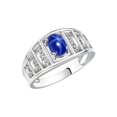 thumbnail image 3 of RYLOS Rings for Women Sterling Silver Ring Classic Style 7X5MM Oval Gemstone &  Diamond Ring September Blue Star Sapphire Jewelry Size 9, 3 of 7