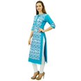 thumbnail image 1 of Phagun Kurta Droite Bleue de Designer pour Femme, Manches 3/4, Kurti Décontractée Imprimée-26, 1 of 5