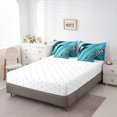 thumbnail image 4 of Leopard Print Bed in a Bag Queen Comforter Set 7 Piece,Zebra Stripes Teal Sriped Patchwork Bedding Sets Cheetah Wild Animal Skin Sheet Set with Comforter, 4 of 5