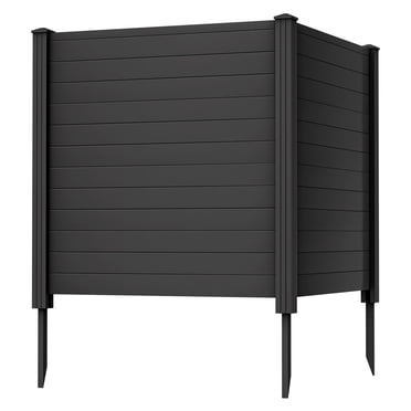Patiojoy PP Privacy Fence Screen 48" H x 48" W 2 Panels No-Dig Air Conditioner Trash Can Pool Equipment Enclosure Black