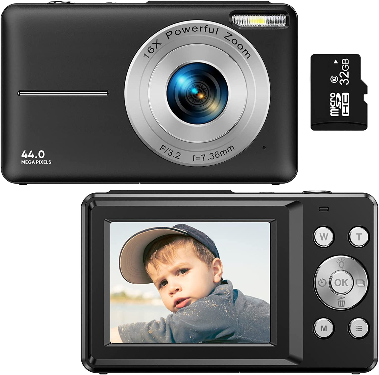 Zostuic Digital Camera, 1080P 44MP Vlogging Camera 16X Zoom