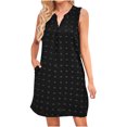 thumbnail image 2 of Pisexur Robe Sans Manches à Col en V Mode Femmes Couleur Unie Confortable avec Poche Robe à Col en V Confortable Robe pour Femmes, 2 of 5