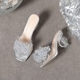 thumbnail image 4 of Mepaouo Women's Heeled Sandals Rhinestones Kitten Heels Mules Square Open Toe Slip on Dress Shoes, 4 of 7