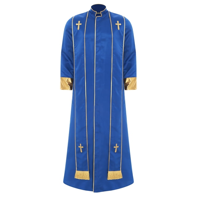 iiniim Homme Moine Médiéval Renaissance Prêtre Longue Robe Église Culte Halloween Fête Cosplay Costume Bleu Royal TG