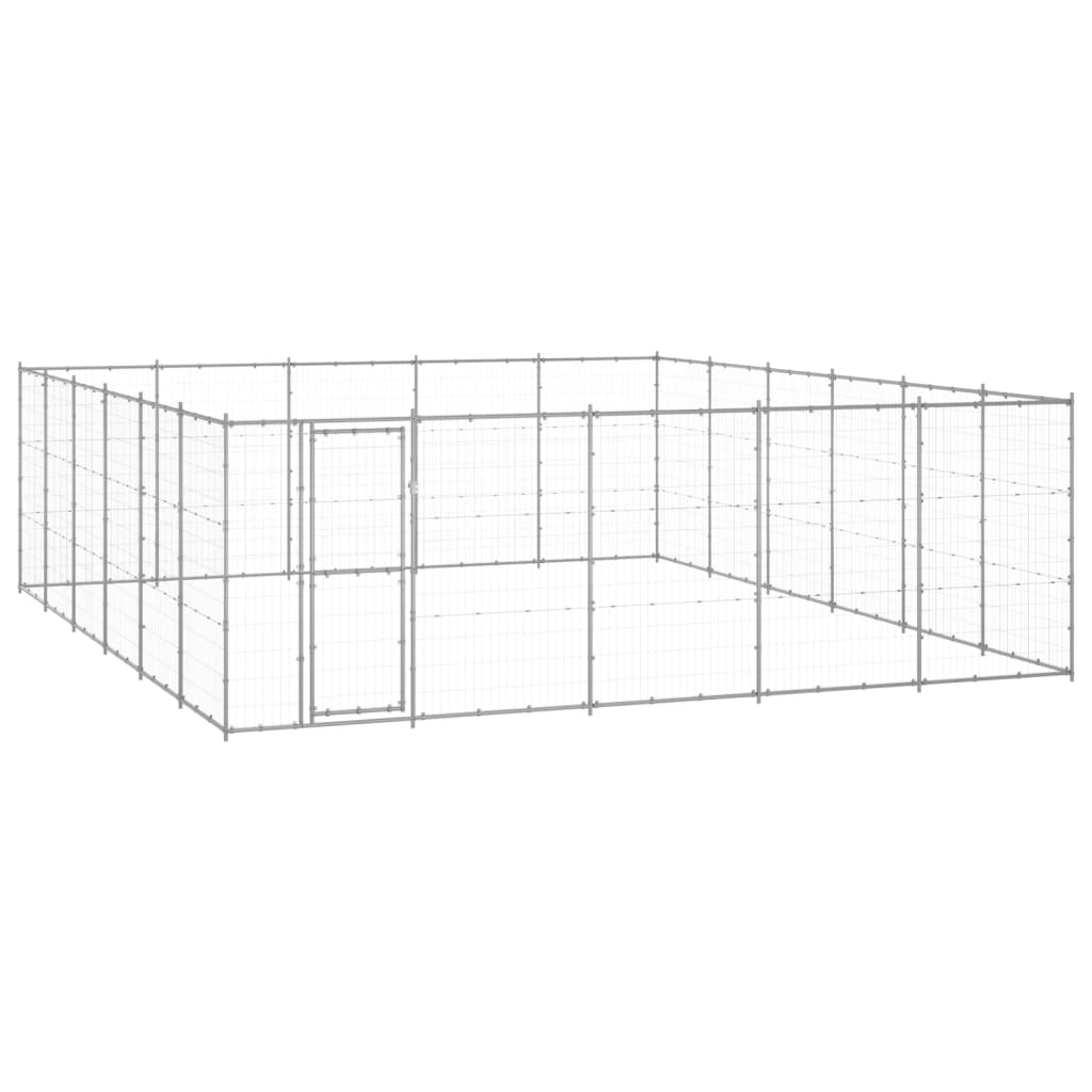 vidaXL Chenil Extérieur pour Chien Acier Galvanisé 36,3 M2