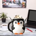 thumbnail image 3 of Novelty Ice Cream Cup Reusable Pint Sleeve Adorable Penguin Ice Cream Pint Holder With Spoon F7s7, 3 of 8