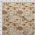 thumbnail image 4 of oneOone Viscose Chiffon Light Brown Fabric Asian Block Fish Craft Projects Decor Fabric Printed By The Yard 42 Inch Wide, 4 of 4