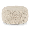 thumbnail image 1 of Bouclair Beige Macrame Ottoman, 1 of 10