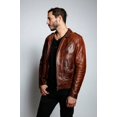 thumbnail image 3 of Brown Distressed Motorcycle Jacket With Asymmetrical Zipper Closure Mens Brown Leather Motorcycle Jacket Brown Leather Biker Jacket For Men size M, 3 of 4