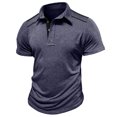 thumbnail image 3 of Styesk T Shirts for Man Fashion Solid Color Leisure Versatile Motion Button T-shirt Lapel Top, 3 of 5