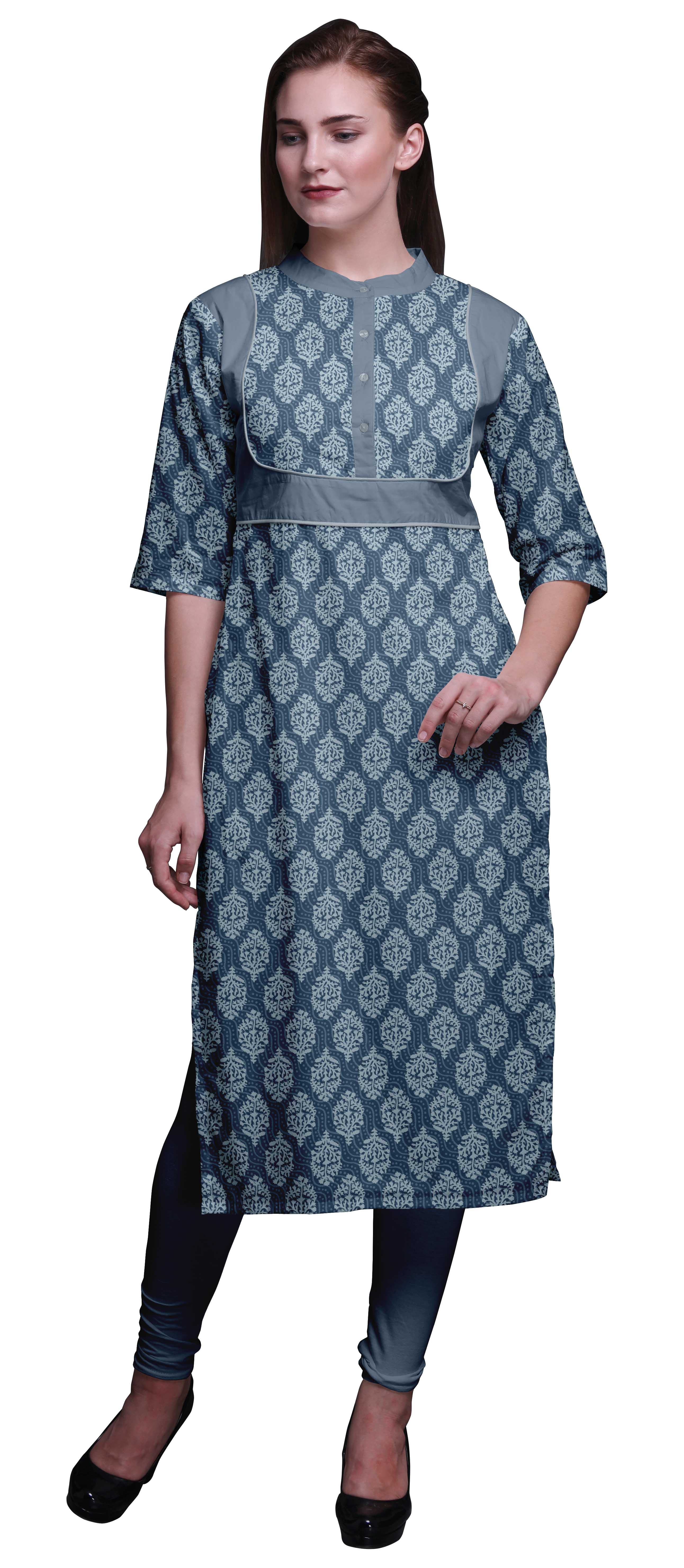 Bimba Straight KurtisForWomen Printed Long Kurti Dress Indian Top