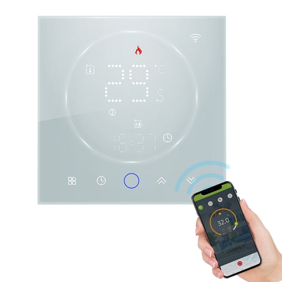 Smart Tuya WiFi Thermostat with Voice Control, 16A Digital Programmable LED Display, Floor Heating Temperature Controller, Digital Smart Wall-Mounted Electric Heating Thermostat, Compatible with Tmall
