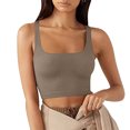 thumbnail image 1 of asjyhkr Crop Tank Tops for Women Ribbed Knit Square Neck Sleeveless Slim Fitting T Shirts Summer Basic Tees, 1 of 6