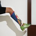thumbnail image 1 of Fashion Printed Color Block Low-heeled Thick Heel Side Zipper High-top Boots, 1 of 9