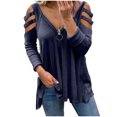 thumbnail image 1 of PVCS T-Shirt Blouse à Manches Longues Décontractée pour Femmes avec Fermeture Éclair et Découpes, 1 of 9