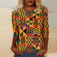 thumbnail image 2 of QIPOPIQ Hauts à Manches 3/4 pour Femmes Été Chemises Rayées Trois Quarts Tunique Imprimée Décontractée Blouses pour Femmes en Liquidation, 2 of 5