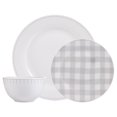 thumbnail image 1 of Ensemble de service 12PC Bordure Gris Blanc, 1 of 4